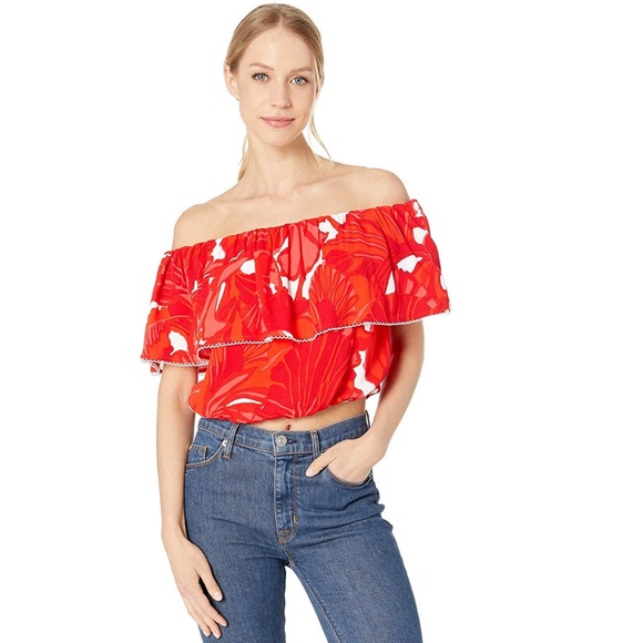 Trina Turk Terrace Silk-Lined Off The Shoulder Top - Picture 5 of 6